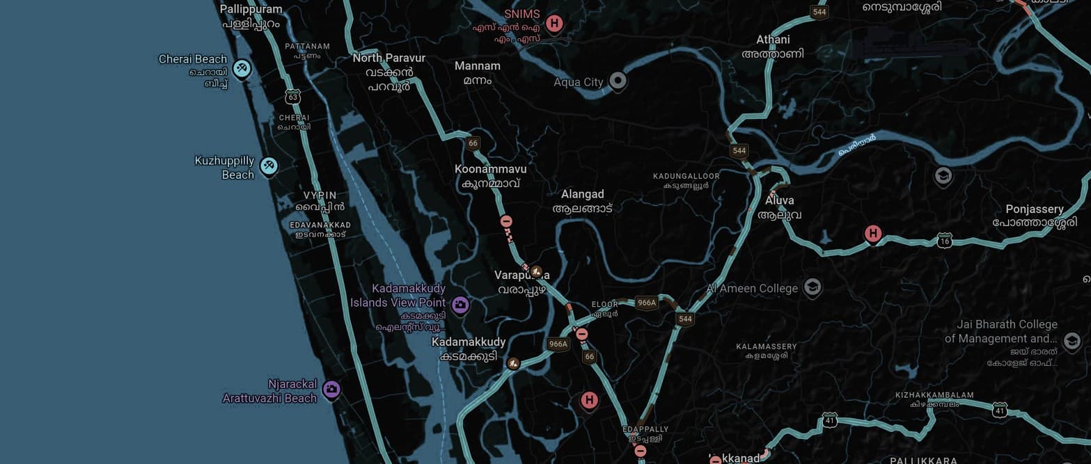 Map of the villa location in Aluva, Kochi